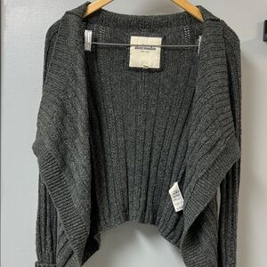 Abercrombie & Fitch Women's Charcoal Cable Knit Buttonless Cardigan Sz L/XL